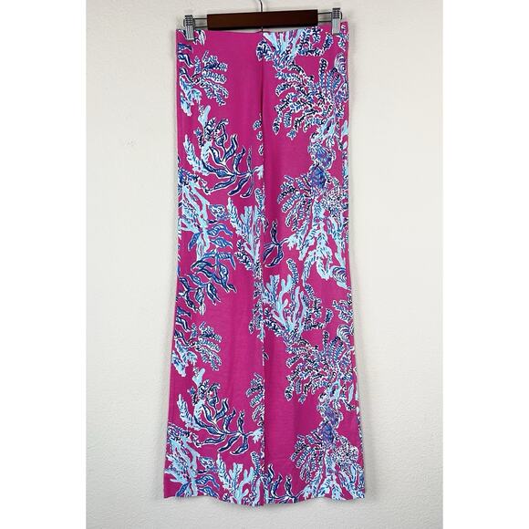 Lilly Pulitzer XS Tropical Resort Coral Print Coastal Wide Leg Pants Stretch - Picture 10 of 10
